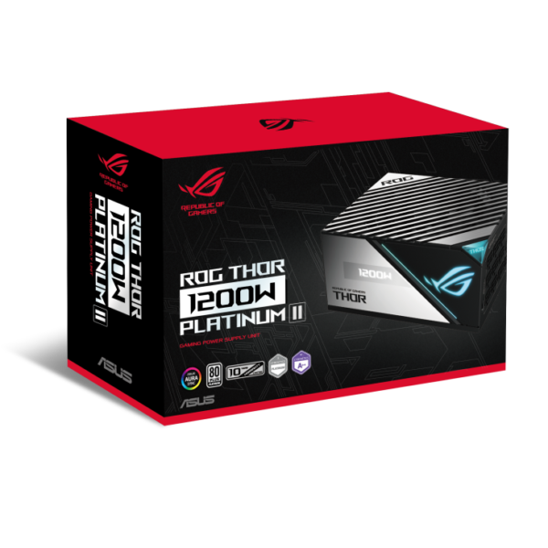 ROG Thor 1200W Platinum II (1200 Watt, Fully Modular Power Supply, 80+ Platinum, Lambda A++ Certified, ROG heatsinks, 135mm PWM Fan, 0dB Mode, OLED Panel, Sleeved Cables, Aura Sync