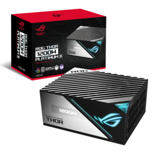 ROG Thor 1200W Platinum II (1200 Watt, Fully Modular Power Supply, 80+ Platinum, Lambda A++ Certified, ROG heatsinks, 135mm PWM Fan, 0dB Mode, OLED Panel, Sleeved Cables, Aura Sync