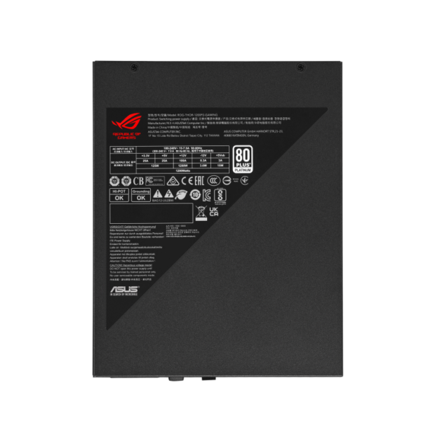 ROG Thor 1200W Platinum II (1200 Watt, Fully Modular Power Supply, 80+ Platinum, Lambda A++ Certified, ROG heatsinks, 135mm PWM Fan, 0dB Mode, OLED Panel, Sleeved Cables, Aura Sync